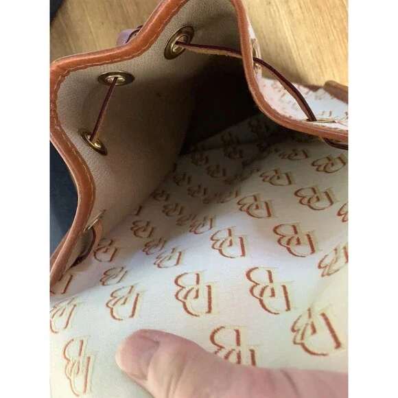 Dooney & Bourke Letter Logo Monogram Tote Bag Leather Canvas Beige - Picture 11 of 16